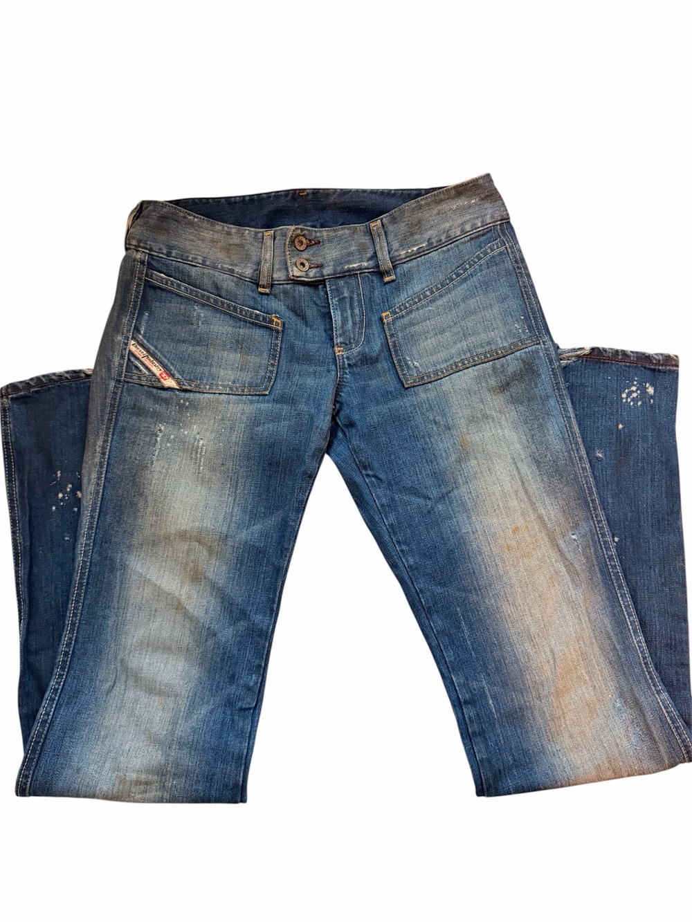 Diesel Women's Y2K Blue Distressed Boot Cut Jeans - Made In Italy